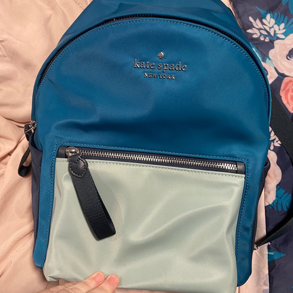 Brand new Carried maybe twice. Beautiful peacock blue pack back purse.